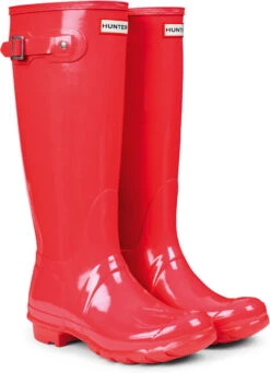 Hunter Women's Original Tall Gloss Rain Boot -Footwear Store hunter womens original tall gloss rain boot bright coral wft1000rgl bco 91602.1536967724